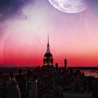 Fantasy Moon over New York wallpaper