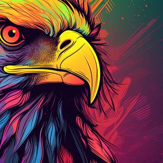 Vibrant Line Art of an Eagle
