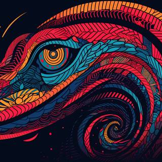 Vibrant Line Art of an Cobra