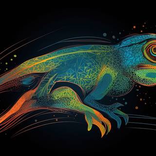 Vibrant Line Art of an Gekko