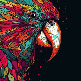 Vibrant Line Art of an Parrot