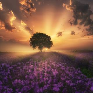 Purple flower tree wallpaper