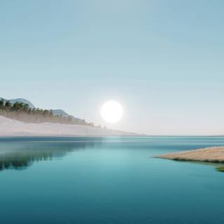 Sunset over the lake wallpaper