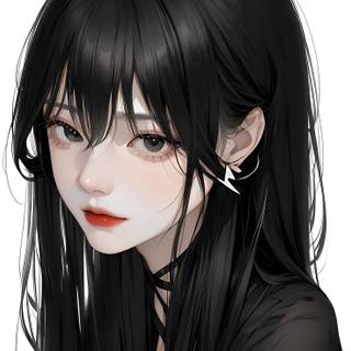 Anime girl with black straight hair