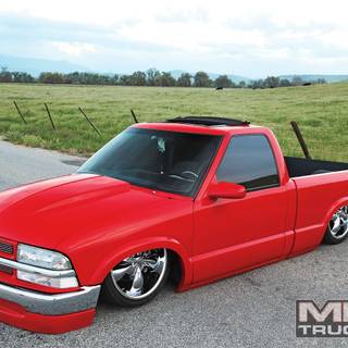 red lowered truck
