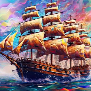Epic Colorful Sailing Ship  Illustration