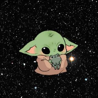 space background baby yoda