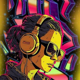 iphone pro max Wallpaper Girl with headphones