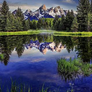 Mountains with a lake wallpaper