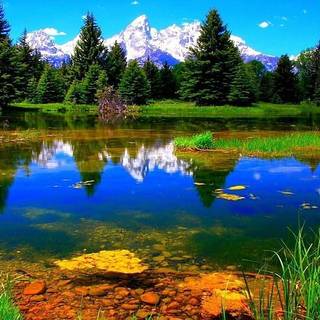 Mountains with a lake wallpaper