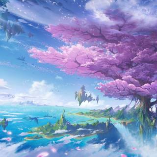 Japanese blossom tree fantasy 4k wallpaper