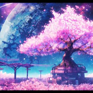 Japanese blossom tree fantasy 4K wallpaper