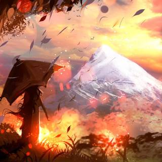 A girl holding a umbrella