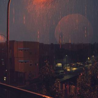 streetlight rainy night