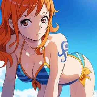 nami in beach ,one piece wallpaper by praneeth814