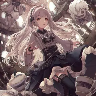 Anime Girl Surrounded By Dolls