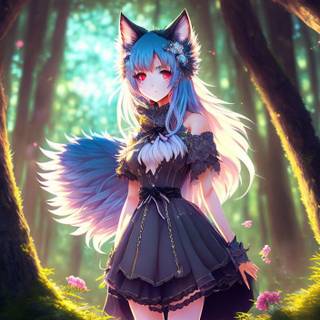 llustration anime wolf girl 4k Wallpapers