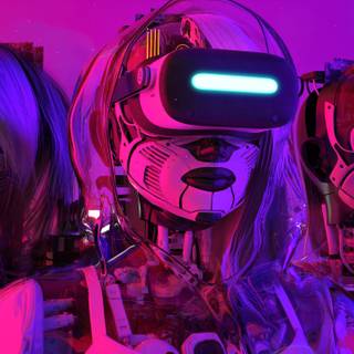 Chiptos X 3D Robot Girl Mirai Robot Woman 4K NFT Wallpaper Desktop Background Purple VR