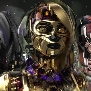 Chiptos X 3D Robot Girl Mirai Robot Woman 4K NFT Wallpaper Desktop Background Precious Metals