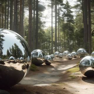 Circadian Reflections Mirrored Spheres Artwork