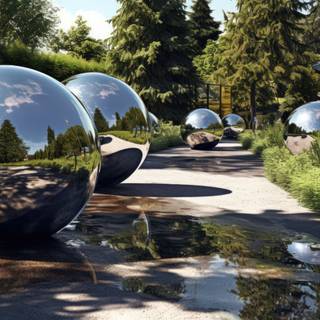 Circadian Reflections Mirrored Spheres Artwork