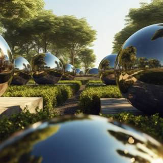 Circadian Reflections Mirrored Spheres Artwork