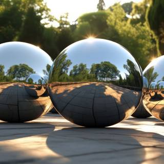 Circadian Reflections Mirrored Spheres Artwork