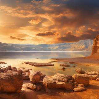 Stillness of the Dead Sea Panorama Illustration