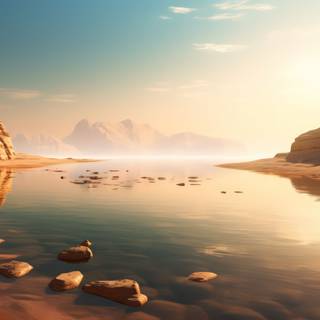 Stillness of the Dead Sea Panorama Illustration