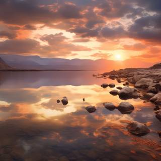 Stillness of the Dead Sea Panorama Illustration