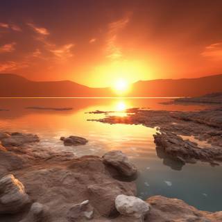 Stillness of the Dead Sea Panorama Illustration