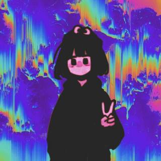 psychedelic pfp, grunge anime pfp HD phone wallpaper emo anime girl chibi black hair holigraphic 