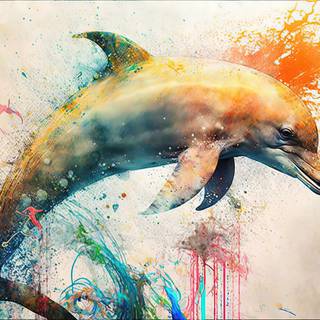 Rainbow Dolphin Splashing in the Ocean