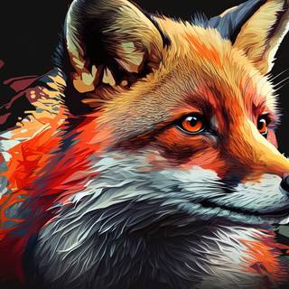 Vibrant Fox in Abstract Colors