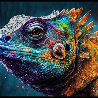 Rainbow Lizard Abstract Art