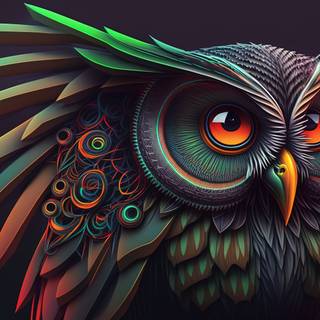 Rainbow Owl Illustration Artwork