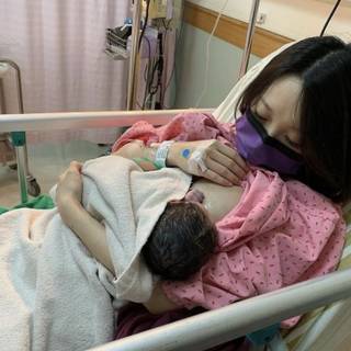 Ashley and my new born 