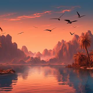 Serene Sunset over Tropical Waters