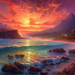 Serene Sunset over Tropical Waters