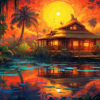 Serene Sunset over Tropical Waters