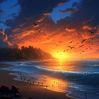 Serene Sunset over Tropical Waters