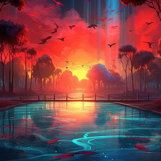 Serene Sunset over Tropical Waters