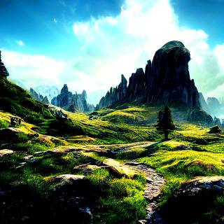 Beautiful grassland fields landscape and green grassy hills