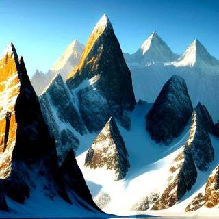 Stunning mountain ranges covered in white winter snow