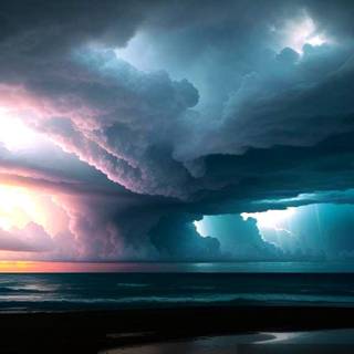 Colorful clouds over the ocean