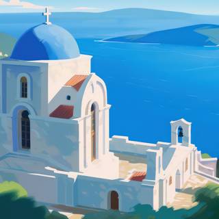 Aegean Serenity - A Landscape Illustration