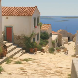 Aegean Serenity - A Landscape Illustration