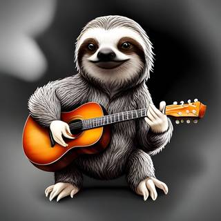 Sloth playing the guitar
