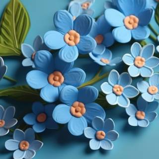 Plasticine Forget Me Not Flower Illustration