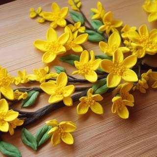 Plasticine Forsythia Flower Illustration